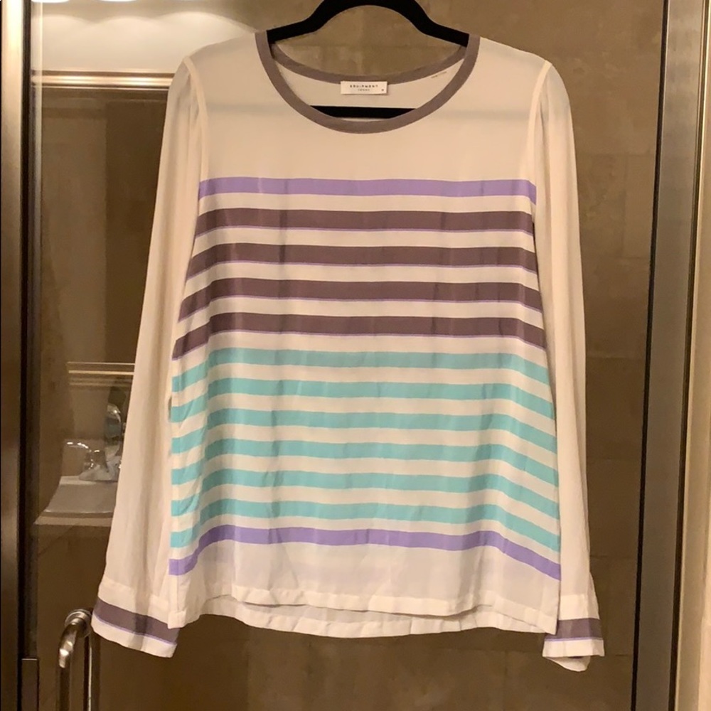 EUC Equipment Striped Silk Shirt Sz M